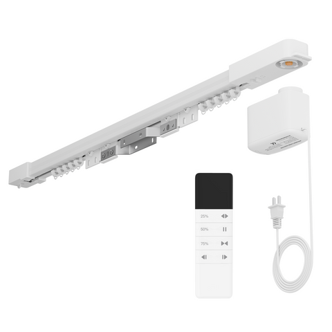 Upgraded Mini30 Curtain Motor Remote: Segment Control & Screen Feedback | For 50KG-Capacity, Quiet Motor (100-240V, App/Voice/Remote Sync)