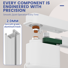 Upgraded Mini30 Curtain Motor Remote: Segment Control & Screen Feedback | For 50KG-Capacity, Quiet Motor (100-240V, App/Voice/Remote Sync)